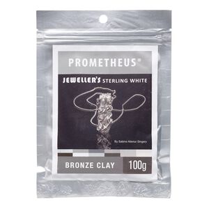 Prometheus® sterling white bronze clay, pkg/100g, rapid and low fire formula.