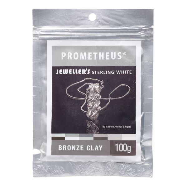 Prometheus® sterling white bronze clay, pkg/100g, rapid and low fire formula. image number 0