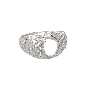 Ring, sterling silver, freeform band with 10x8mm 4-prong oval setting, size 9. Sold individually.
