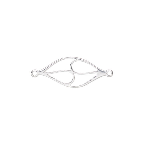 Link, Amoracast®, sterling silver, 24x10mm two-sided cutout olive branch. Sold individually. image number 0
