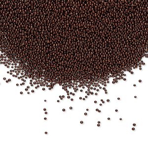 Bead, coated glass, opaque copper, 1mm undrilled micro round. Sold per 15-gram vial.