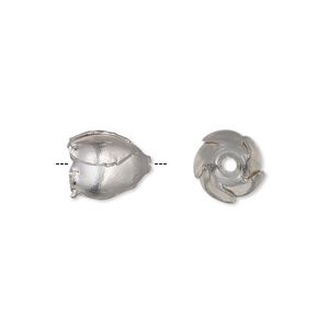 Cone, Hill Tribes, silver-plated copper, 11x9mm flower with 6mm inside diameter. Sold individually.