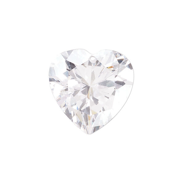 Drop cubic zirconia 1pk 20mm faceted heart, translucent blue shade image number 0