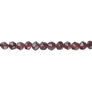 Garnet 1pkg1, hand-cut irregular bicone bead 15.5-16 inch 4mm