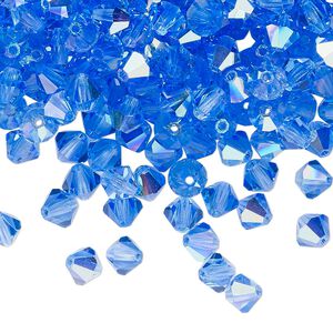 Bead 144pk sapphire glitter, Preciosa Czech crystal 5mm bicone