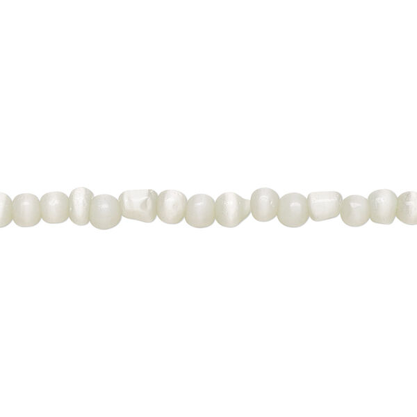 Bead, cat's eye glass (fiber optic glass), soft grey, 3-5mm round. Sold per 15-inch strand. image number 0