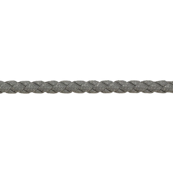 Bolo cord, leatherette, matte grey, 3mm braided round. Sold per 5-yard section. image number 0
