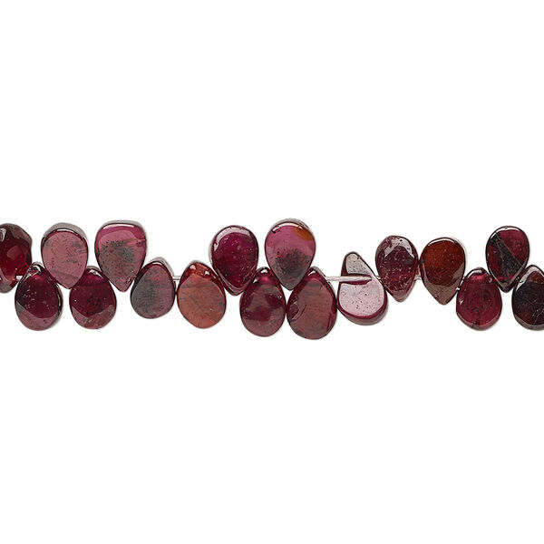 Bead, rhodolite garnet (dyed), 5x4mm-8x7mm hand-cut top-drilled flat teardrop, C grade, Mohs hardness 7 to 7-1/2. Sold per 6-inch strand. image number 0