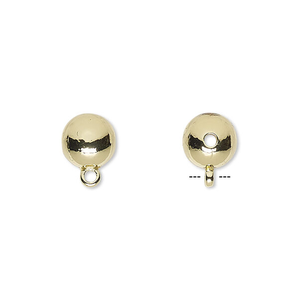 Bead, gold-finished "pewter" (zinc-based alloy), 8mm round with closed loop. Sold per pkg of 10. image number 0