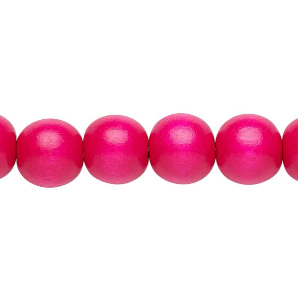 Bead 1pkg1, Taiwanese cheesewood (dyed / waxed), dark pink, 9-10 round, 15-1/2 to 16 inches. image number 0