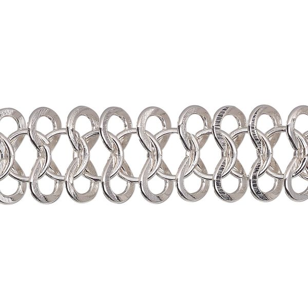 Chain, silver-plated steel, 15mm infinity link with 8mm round. Sold per pkg of 5 feet. image number 0