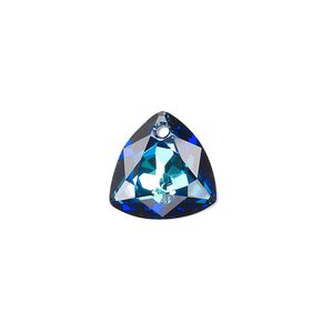 Drop 1pk crystal Bermuda blue P, Crystal Passions® 14.5mm pendant trilliant cut 6434
