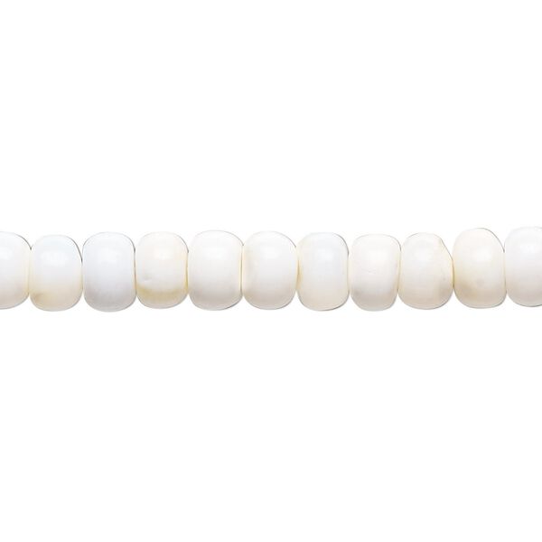 White opal 1pkg1, hand-cut rondelle bead natural 14 inch 5x3mm-6x5mm image number 0