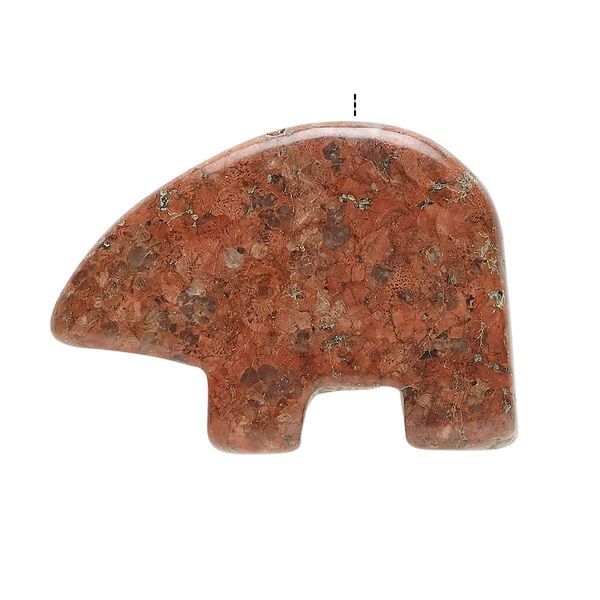 Red sesame jasper 1pkg1, half-drilled Zuni-style bear focal natural, 28x22mm-33x25mm image number 1
