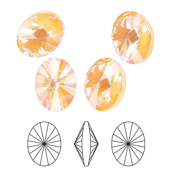 Chaton 4pk crystal peach DeLite, Crystal Passions® 14x10.5mm oval rivoli 4122 image number 0