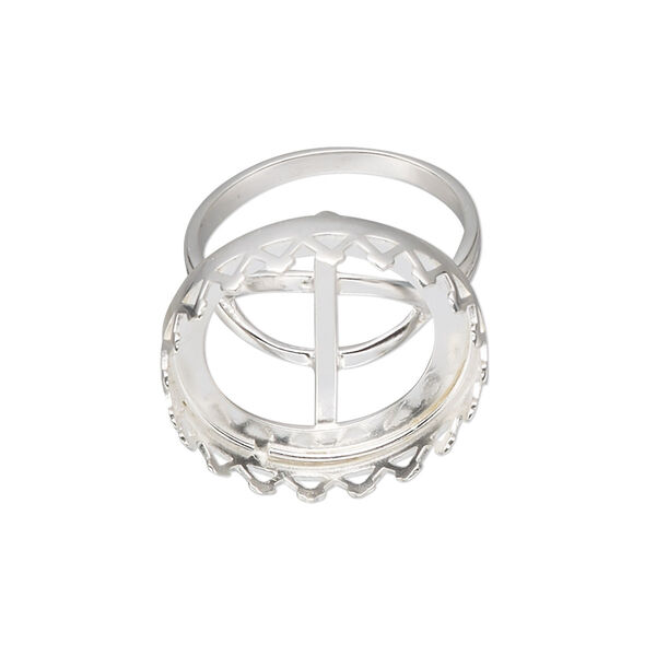 Ring, sterling silver, 21mm wide with 20mm round cabochon bezel setting, size 7. Sold individually. image number 0