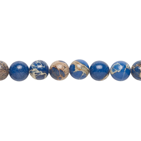 Bead, magnesite (dyed / stabilized), lapis blue, 6mm round, B grade, Mohs hardness 3-1/2 to 4. Sold per 15-1/2" to 16" strand. image number 0