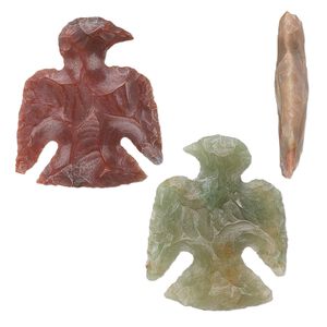 Fancy jasper 1pkg3, hand-knapped undrilled polished thunderbird focal natural 38x31mm-43x36mm