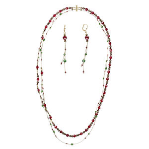 Necklace and earring set, One of a Kind Jewelry, 35-inch necklace and 4 inch-earrings. Only one available.