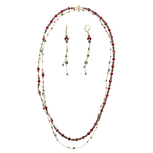 Necklace and earring set, One of a Kind Jewelry, 35-inch necklace and 4 inch-earrings. Only one available. image number 0