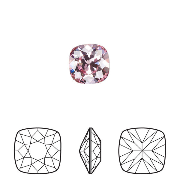 Fancy stone 144pk light rose foil back, Swarovski® 10mm cushion 4470 image number 0