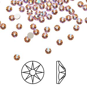 Flat back 1440pk light rose shimmer foil back, Swarovski® 3-3.2mm rose round SS12 2088
