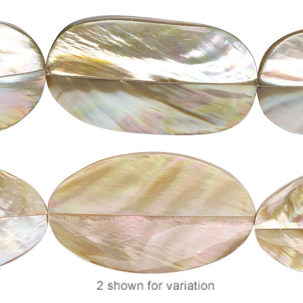 Bead, laminated brown lip shell (assembled), 30x17mm-31x19mm double-sided oval, Mohs hardness 3-1/2. Sold per pkg of 5. image number 0