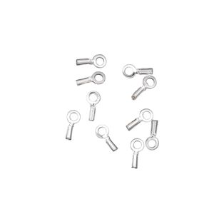 Crimp end, sterling silver, 3x1mm tube with loop. Sold per pkg of 50.