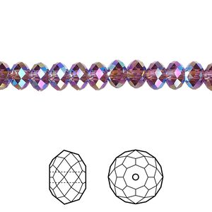 Bead 360pk amethyst shimmer 2X, Swarovski® 6x4mm rondelle 5040
