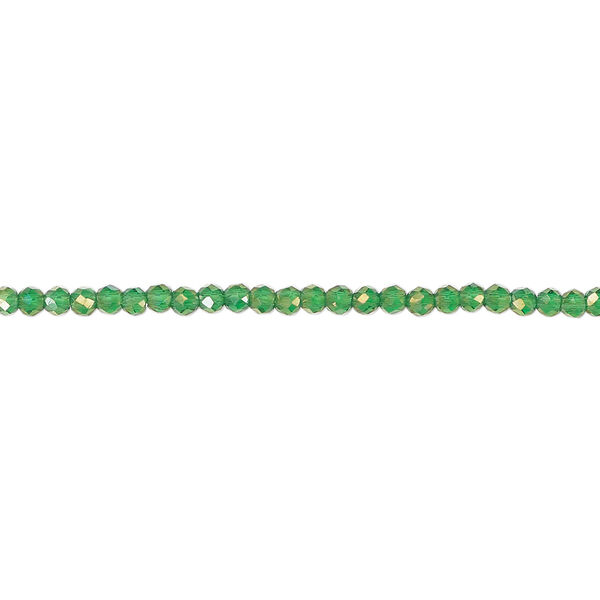 Glass 1pkg1, faceted round bead 14 inch transparent green AB 2mm image number 0