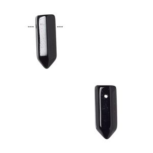 Black onyx 1pkg2, hand-cut top-drilled point bead 16x5mm-19x6mm