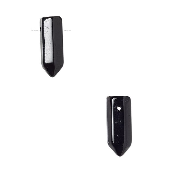 Black onyx 1pkg2, hand-cut top-drilled point bead 16x5mm-19x6mm image number 0