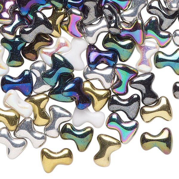 Bead mix 100pk opaque mixed colors, Preciosa Tee™ Czech glass 8x7mm center-drilled tee image number 0