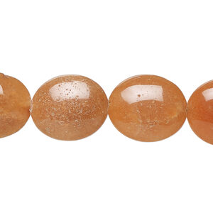 Peach aventurine 1pkg1, puffed oval bead natural, 15 inch 16x14mm