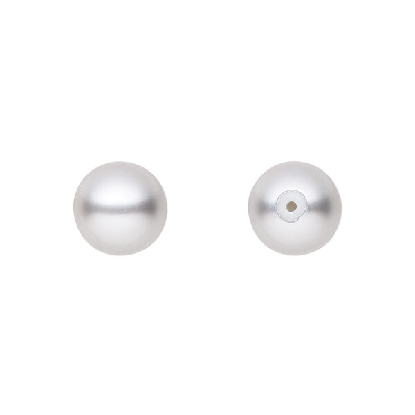 Pearl 4pk light grey, Preciosa Czech crystal 10mm half-drilled round image number 0