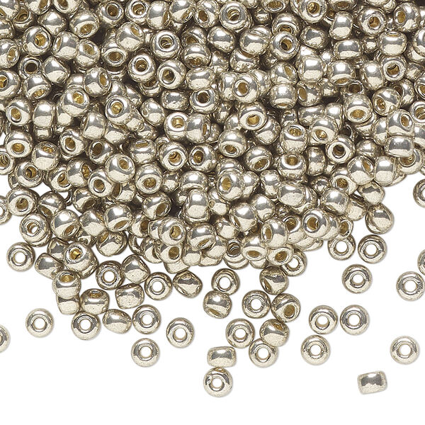 Seed bead, Miyuki, glass, pkg/50g, #8 rocaille, Duracoat® opaque galvanized light pewter, (RR-4221). image number 0