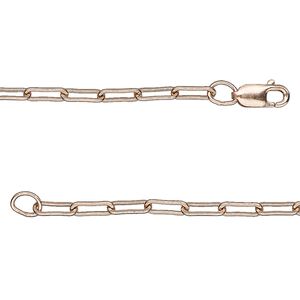 Chain 1pkg1 14Kt rose gold-filled paperclip, 2.5mm flat / lobster claw clasp, 18 inch