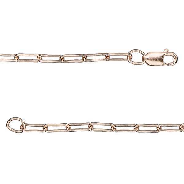 Chain, 14Kt rose gold-filled, 2.5mm flat paperclip, 18 inches with lobster claw clasp. Sold individually. image number 0