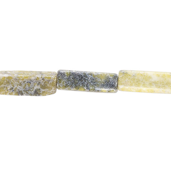 Bead, yellow "turquoise" (serpentine and quartz) (natural / dyed), matte pink and green, 14x5mm-16x7mm square tube, D- grade, Mohs hardness 2-1/2 to 6. Sold per 15" to 16" strand. image number 0