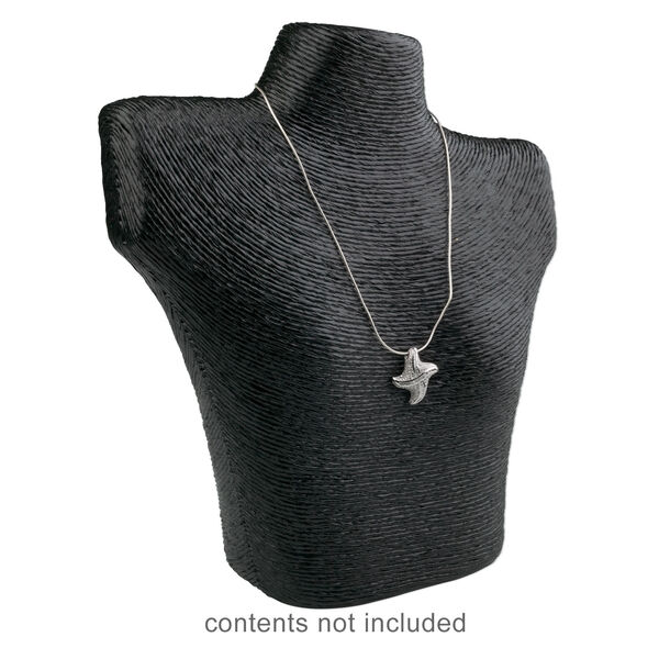 Display, necklace, paper twine, black, 11-1/2 x 10-1/2 x 3-3/4 inches. Sold individually. image number 1