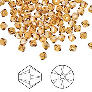 Bead 144pk topaz, Crystal Passions® 4mm bicone 5328