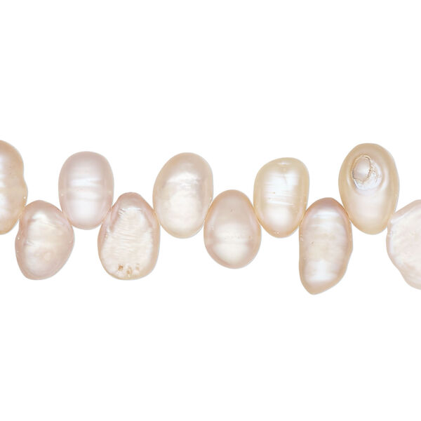 Freshwater 1pkg1, flat-sided potato pearl natural, 14 inch peach and mauve 8x5mm-12x6mm cultured image number 0