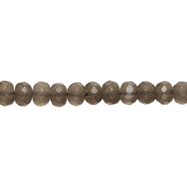 Bead, smoky quartz (heated/irradiated), 5x3mm-6x4mm hand-cut faceted rondelle, C grade, Mohs hardness 7. Sold per 14-inch strand, approximately 95 beads. image number 0