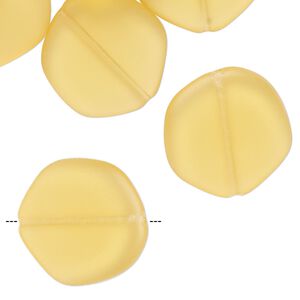 Bead, Czech pressed glass, matte transparent light orange, 19mm irregular flat round. Sold per 2-ounce pkg, approximately 25 beads.