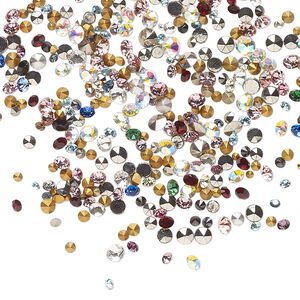 Chaton mix 2g pk mixed colors foil back, vintage Preciosa Czech crystal rhinestone round PP6-PP19
