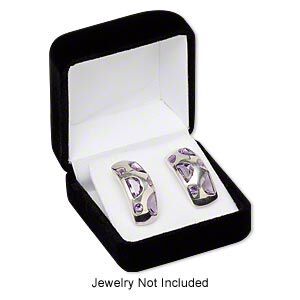 Box, satin and flocked velveteen, black and white. 1-7/8 x 1-5/8 x 2-inch square. Sold individually.