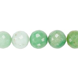 Chrysoprase 1pkg1, hand-cut faceted round bead natural 8 inch 10-11mm