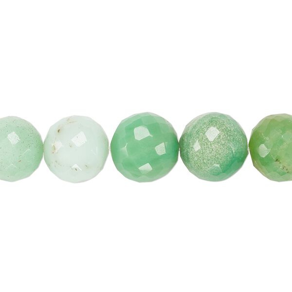 Chrysoprase 1pkg1, hand-cut faceted round bead natural 8 inch 10-11mm image number 0