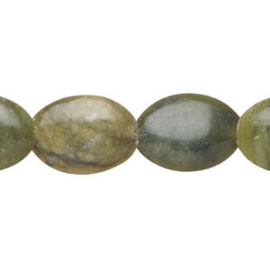 Green serpentine 1pkg1, puffed oval bead natural, 15 inch 18x13mm
