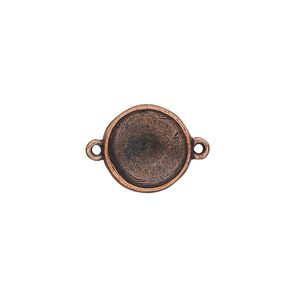 Link, Almost Instant Jewelry®, antique copper-plated pewter (tin-based alloy), 14mm round with 12mm rivoli setting. Sold individually.